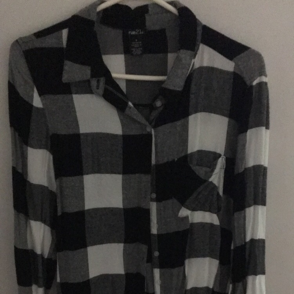 black and white plaid long sleeve tunic